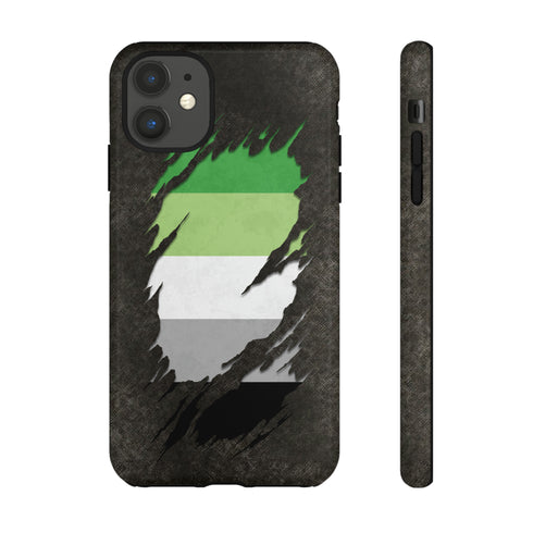 Aromantic Pride Flag Ripped Reveal Tough Case