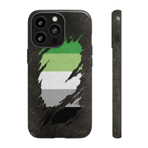 Aromantic Pride Flag Ripped Reveal Tough Case