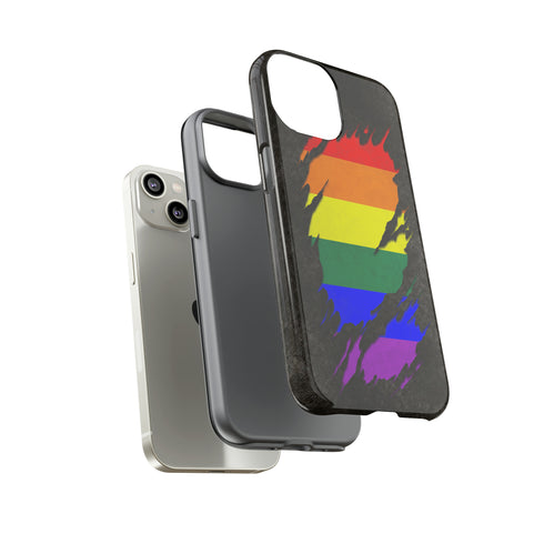 LGBTQ Rainbow Pride Flag Ripped Reveal Tough Case