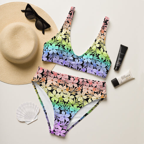 LGBTQ Rainbow Pride Aloha High-Waisted Bikini