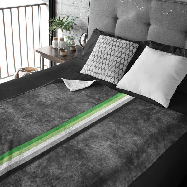 Grunge Aromantic Pride Flag Stripe Velveteen Plush Blanket