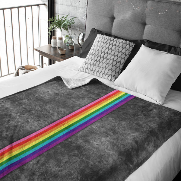 Grunge Original LGBTQ Pride Flag Stripe Velveteen Plush Blanket