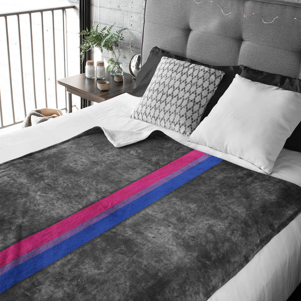 Grunge Bisexual Pride Flag Stripe Velveteen Plush Blanket