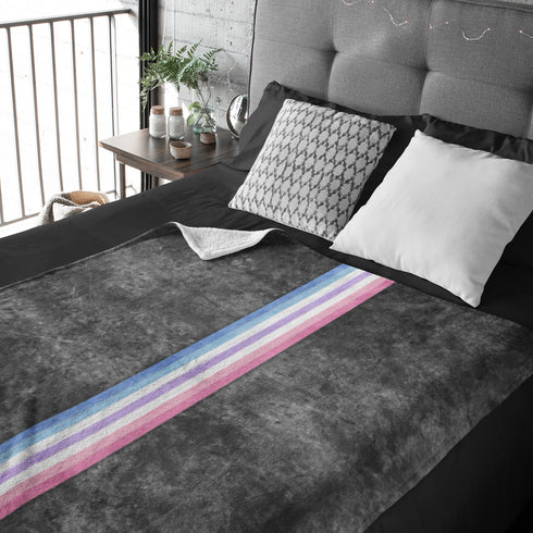Grunge Bigender Pride Flag Stripe Velveteen Plush Blanket