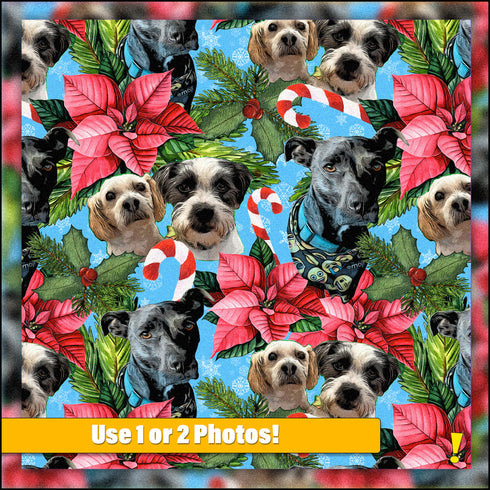 Custom Holiday Poinsettia Velveteen Plush Blanket
