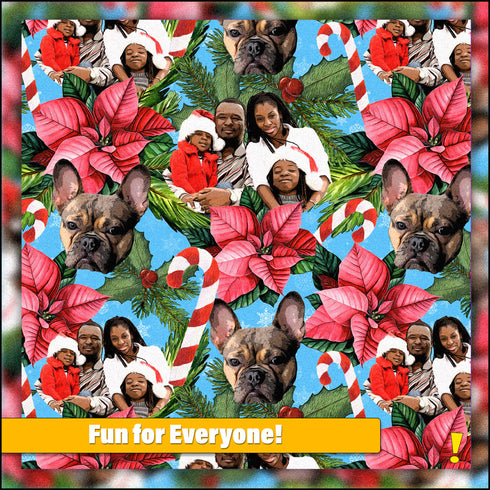 Custom Holiday Poinsettia Velveteen Plush Blanket