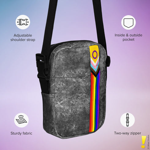 Inclusive Progress Pride Grunge Stripe Crossbody Bag