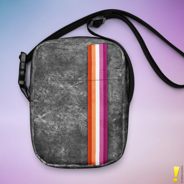Lesbian Pride Grunge Stripe Crossbody Bag