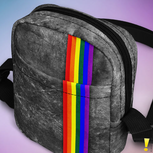 LGBTQ Rainbow Pride Grunge Stripe Crossbody Bag