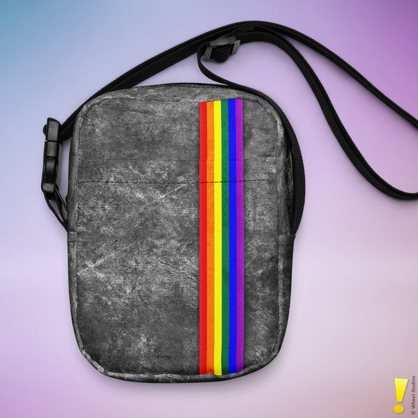 LGBTQ Rainbow Pride Grunge Stripe Crossbody Bag