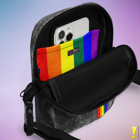 LGBTQ Rainbow Pride Grunge Stripe Crossbody Bag