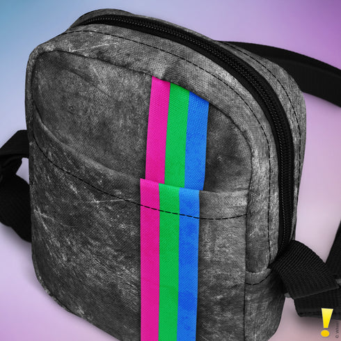 Polysexual Pride Flag Grunge Stripe Crossbody Bag