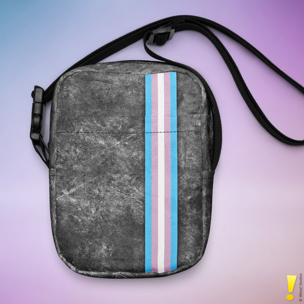 Transgender Pride Grunge Stripe Crossbody Bag