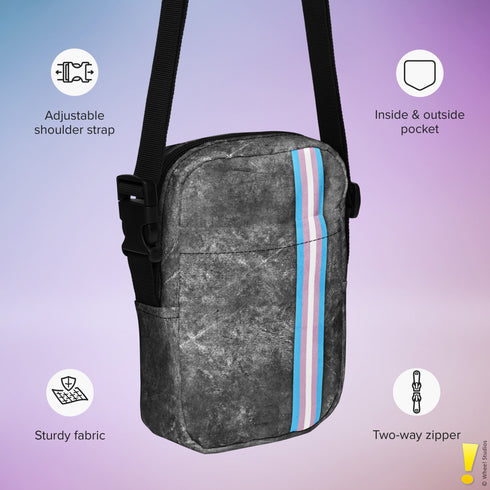Transgender Pride Grunge Stripe Crossbody Bag
