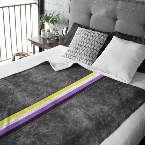 Grunge Nonbinary Pride Flag Stripe Velveteen Plush Blanket