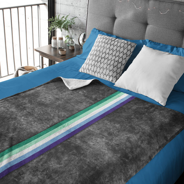 Grunge Gay Male Pride Flag Stripe Velveteen Plush Blanket