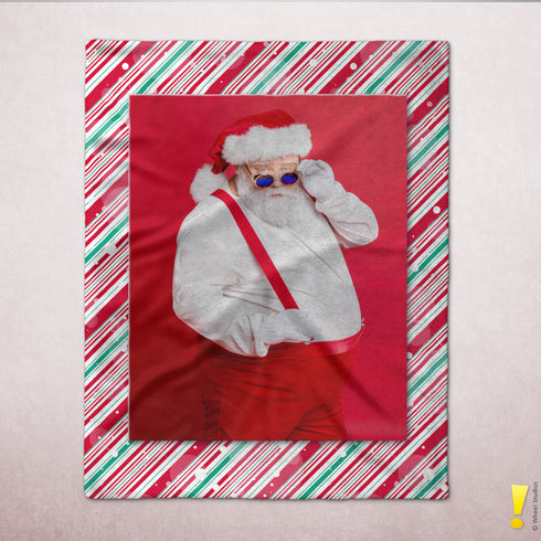 Personalized Photo Holiday Border Velveteen Plush Blanket