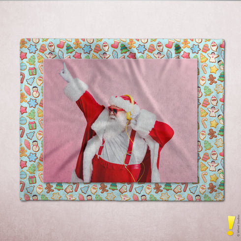 Personalized Photo Holiday Border Velveteen Plush Blanket