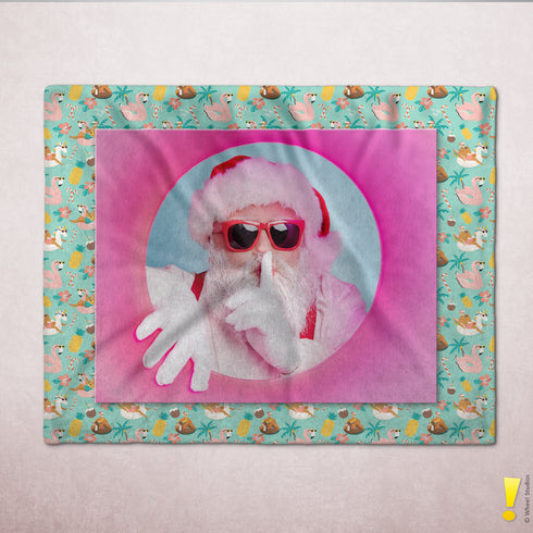 Personalized Photo Holiday Border Velveteen Plush Blanket