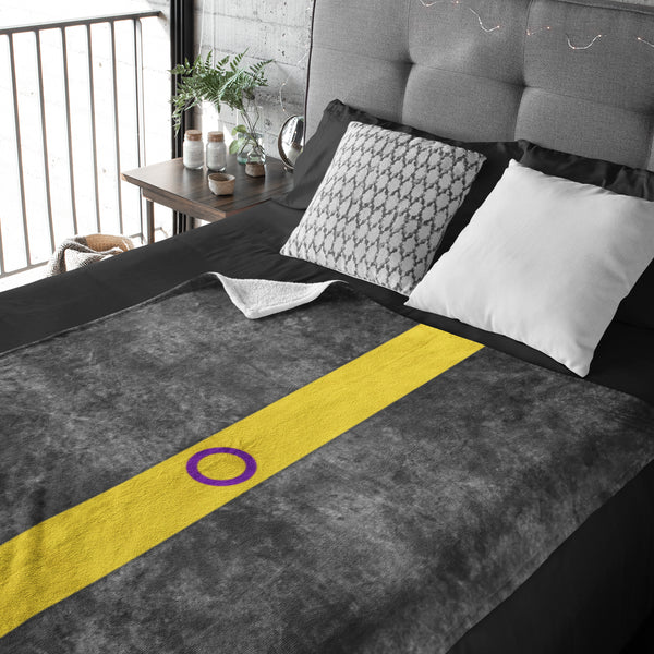 Grunge Intersex Pride Flag Stripe Velveteen Plush Blanket