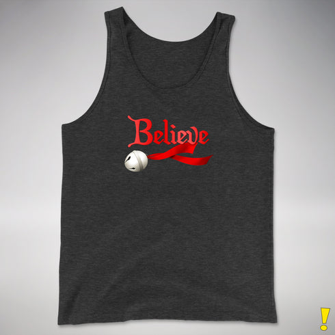 Believe Jingle Bell Premium Tank Top - Charcoal Triblend