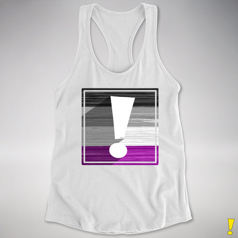 Asexual Pride Flag Exclamation Point Racerback Tank - White