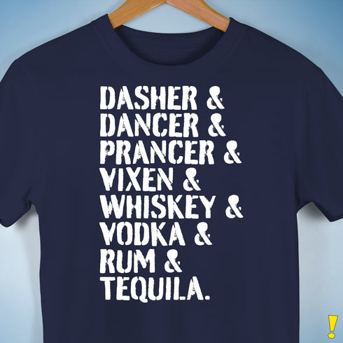 Reindeer and Alcohol List Unisex T-Shirt - Navy