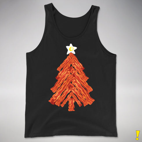 Funny Bacon and Egg Christmas Tree Tank Top - Black
