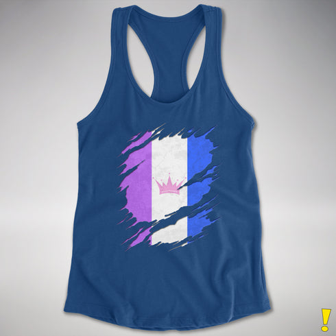 Drag Pride Flag Ripped Reveal Racerback Tank