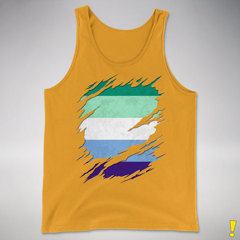 Gay Male Pride Flag Ripped Reveal Premium Tank Top