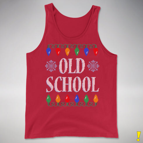 Old School Ugly Christmas Sweater Tank Top - Red