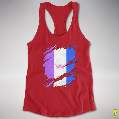 Drag Pride Flag Ripped Reveal Racerback Tank