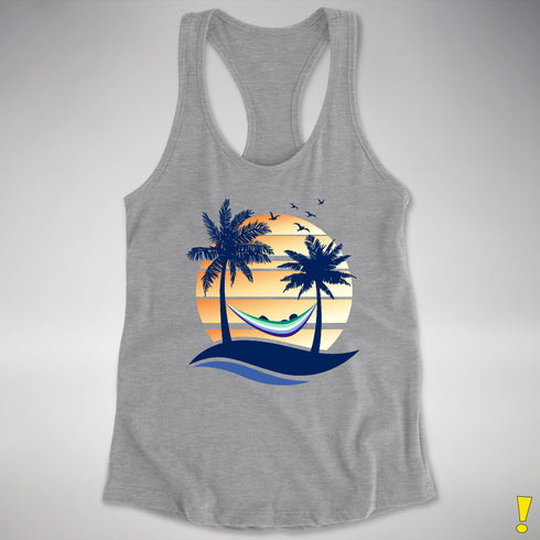 Gay Male Pride Hammock Summer Beach Sunset Racerback Tank