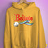 Believe Gay Male Pride Flag Jingle Bell Hoodie - Mustard