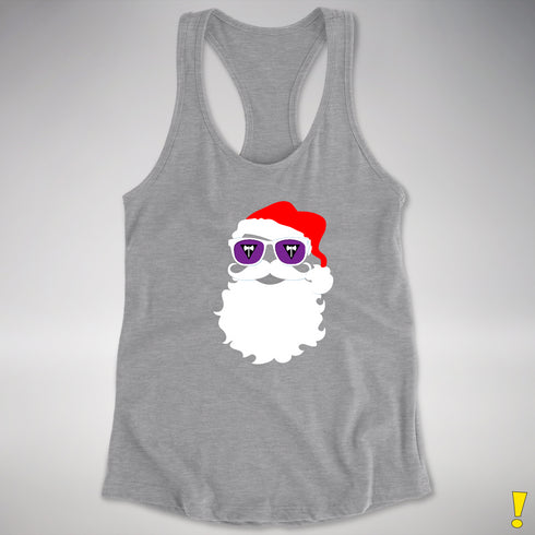 Santa’s Lesbian Labrys Pride Flag Shades Racerback Tank - Grey Heather