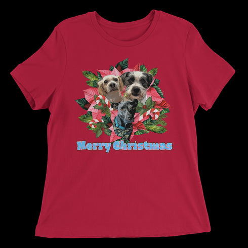 Custom Holiday Joy T-Shirt Women's Relaxed Tee - Red
