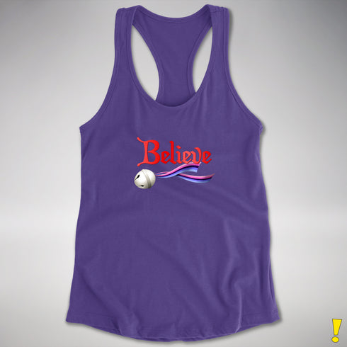 Believe Omnisexial Pride Flag Jingle Bell Racerback Tank - Purple