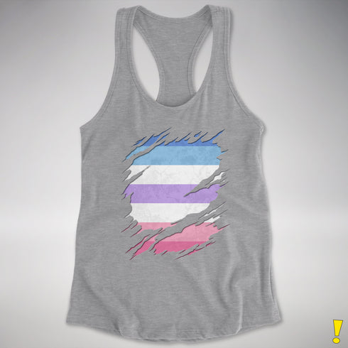 Bigender Pride Flag Ripped Reveal Racerback Tank