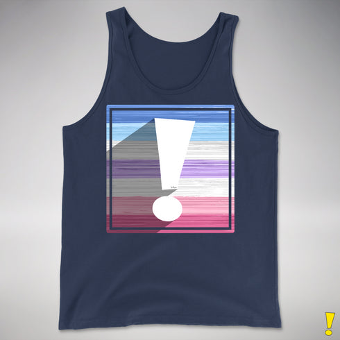 Bigender Pride Flag Exclamation Point Premium Tank Top - Navy