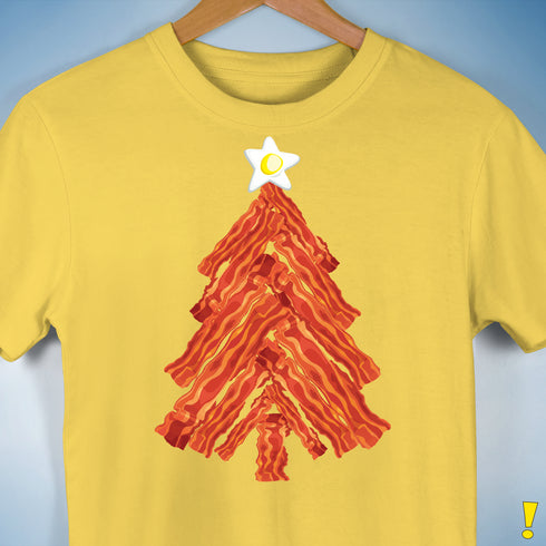 Funny Bacon and Egg Christmas Tree Unisex T-Shirt - Yellow