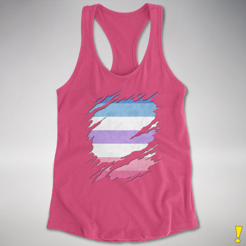 Bigender Pride Flag Ripped Reveal Racerback Tank