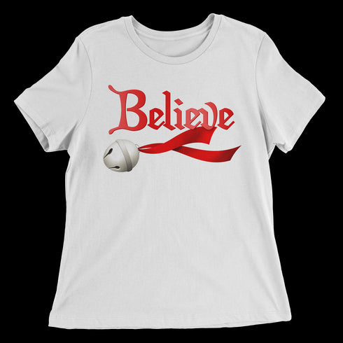 Believe Jingle Bell Women's Relaxed Tee - White