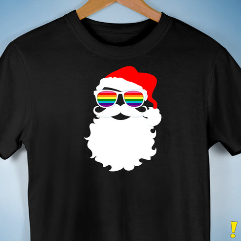 Santa’s Gilbert Baker LGBTQ Pride Flag Shades Premium Unisex T-Shirt - Black