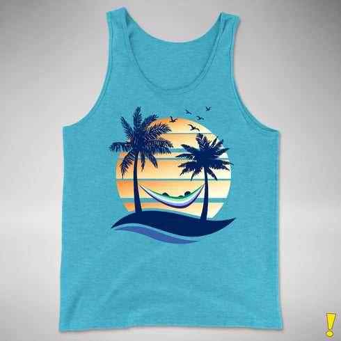 Gay Male Pride Hammock Summer Beach Sunset Premium Tank Top