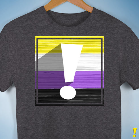 Nonbinary Pride Flag Exclamation Point Premium Unisex T-Shirt - Dark Grey Heather