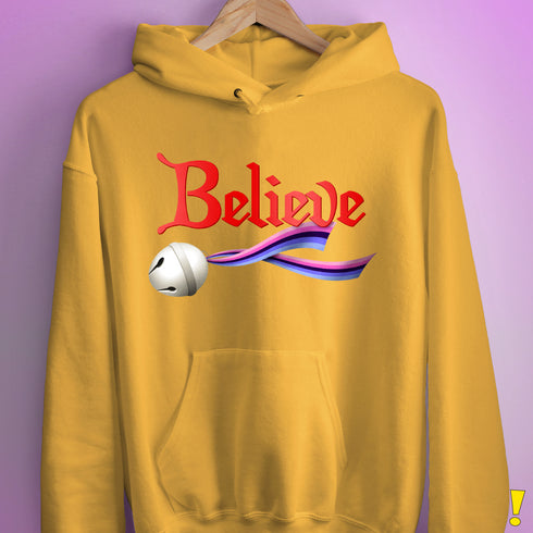 Believe Omnisexial Pride Flag Jingle Bell Hoodie - Mustard