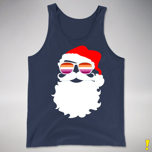Santa’s Lesbian Pride Flag Shades Premium Tank Top - Navy