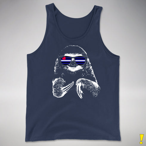 Pride Sloth Leather Flag Sunglasses Premium Tank Top
