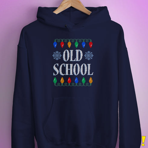 Old School Ugly Christmas Sweater Hoodie - Navy