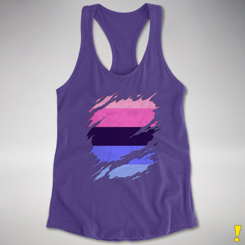 Omnisexual Pride Flag Ripped Reveal Racerback Tank